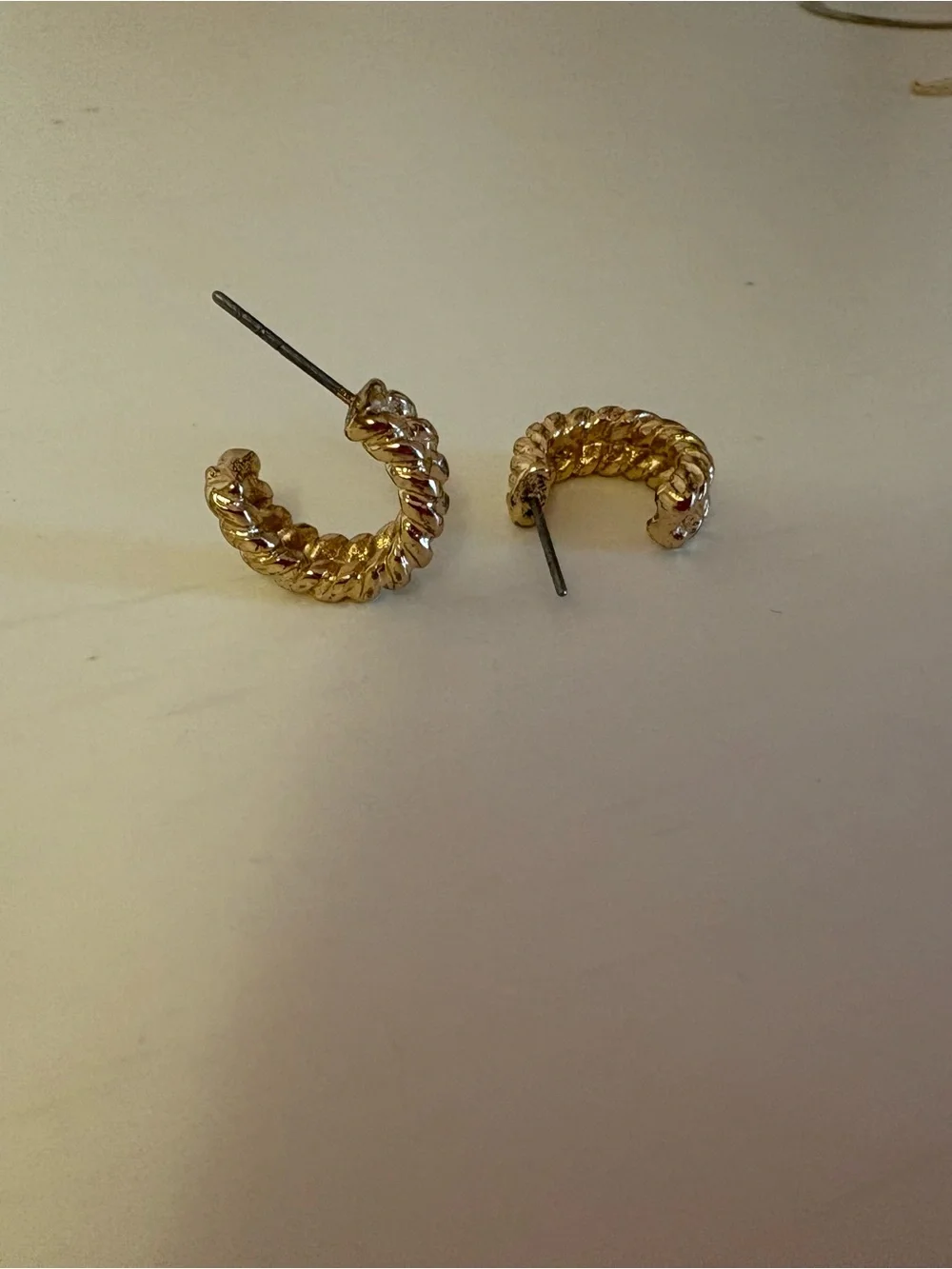 Gold Twisted Hoop Earrings - Women's Jewelry
